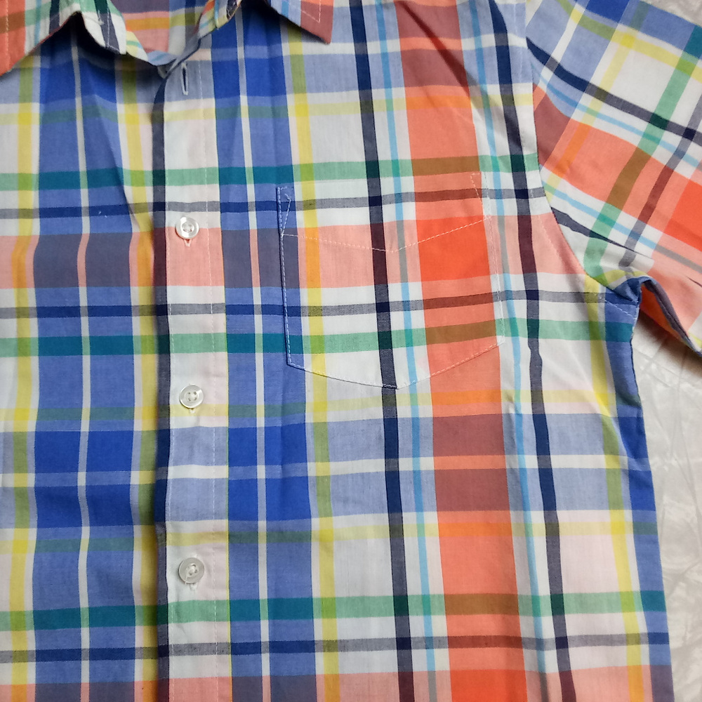 Wrangler Boy's L 10-12 Short Sleeve Plaid Button - Picture 3 of 8